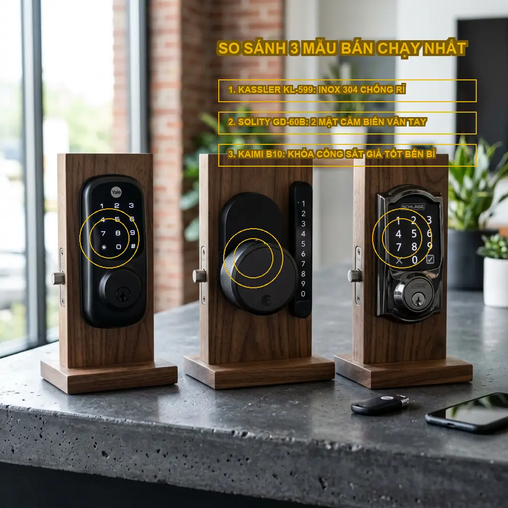 So sánh 3 mẫu khóa cửa vân tay ngoài trời bán chạy nhất hiện nay