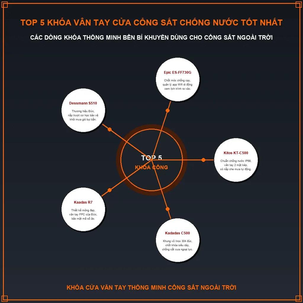 Chi tiết Top 5 khóa vân tay cửa cổng sắt ngoài trời chống nước, siêu bền