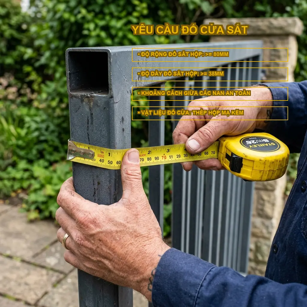 Yêu cầu kỹ thuật đối với đố cửa và khóa vân tay cổng sắt hộp