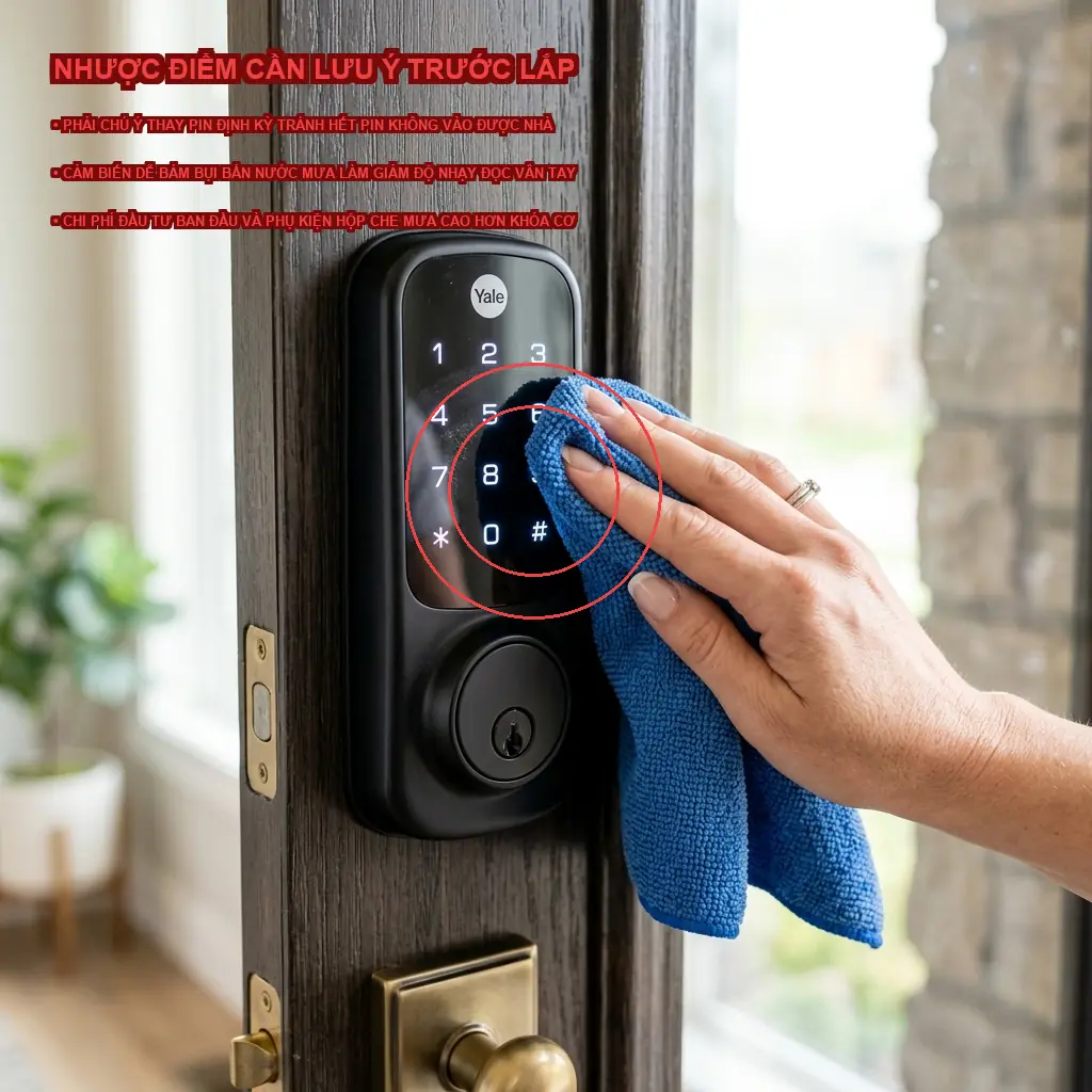 Nhược điểm khóa cổng sắt vân tay cần lưu ý trước khi lắp
